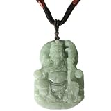 Natural Grade A Jadeite Jade Hand-carved Guan Gong Men's Necklace
