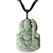 Natural Grade A Jadeite Jade Hand-carved Guan Gong Men's Necklace