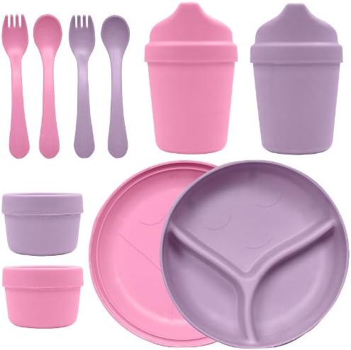 Sprout Ware Green Enviromentally Safe Dinner Ware Dishes Travel Set For Kids - Girl Colors