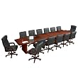16' Conference Table with 14 Leather Chairs