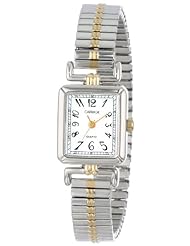 Carriage Womens C2A971 Two-Tone Rectangular Case Two-Tone Stainless Steel Expansion Band Watch