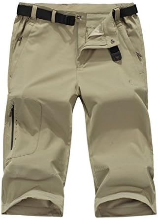 DZRDA Mens Outdoor Quick-dry Breathable Hiking Climbing Short Pants Khaki L