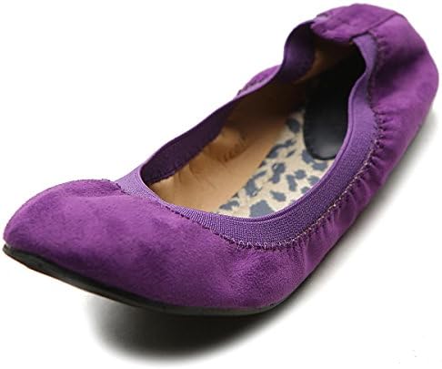 Ollio Women's Ballet Shoe Cute Comfort Faux Suede Multi Color Flat (8.5 B(M) US, Purple)
