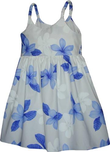 Pacific Legend Girls Single Tone Plumeria Toddler Bungee Dress Blue 6 months