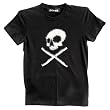 Single Skull Applique with Zipper Crossbones Men's T-shirt