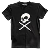 Single Skull Applique with Zipper Crossbones Men's T-shirt
