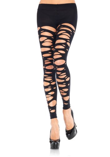 Sexy Adult Women Tattered Footless Tights By Leg Avenue, Black, One Size