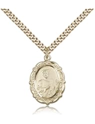 Genuine IceCarats Designer Jewelry Gift Gold Filled St. Jude Pendant 7/8 X 5/8 Inch With 24 Inch Stainless Gold Heavy Curb Chain