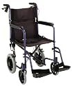 NOVA 330 Lightweight Transport Chair with Hand Brakes and 12" Rear Wheels, 19", Blue