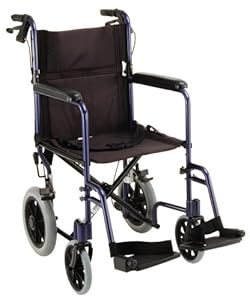 NOVA 330 Lightweight Transport Chair with Hand Brakes and 12