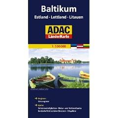 ADAC L�nderkarte Baltikum, Estland, Lettland, Littauen. 1:700.000: Register: Ortsregister. Karte: Sehensw�rdigkeiten, Natur- und Nationalparks, landschaftliche sch�ne Strecken, Citypl�ne