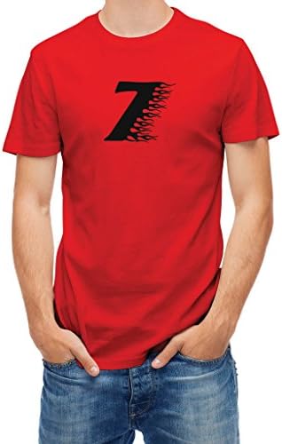 T shirt Racing Flame Number Seven Red XXL