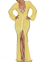 Sexy V-neck Jersey/Polyester/Spandex Slit Cocktail Summer Plunging Neck Bandage Dress/Club Dress/Party Dress/Maxi Dress 