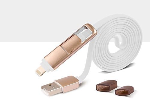 Toothorn Micro USB and Apple Lightning 2-in-1 Data Sync &amp; Charging Cord. iPhone 5/5s, iPhone 6/6s, iPhone SE, Samsung Galaxy S7, GalaxyS7 Edge, HTC, Alcatel,LG, ALL Devices! (Rose Golden)