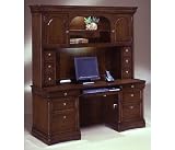 Chocolate Patina Finish Kneehole Credenza with Hutch Chocolate Patina