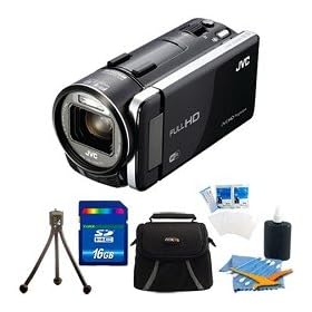 JVC GZ-GX1BUSM HD Everio Camcorder 3.5 Touchscreen 10x Zoom f1.2 WiFi 16GB Bundle. Bundle Includes 16 GB Memory Card, Deluxe Carrying Case, Mini Tripod, 3pc. Lens Cleaning Kit, and Screen Protectors.