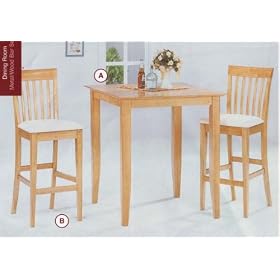 Pub Bar 3pc Table Barstool Stool Chair Set Maple Finish