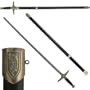 32.5 Inch German Sword with Eagle Handle & Leather Scabbard