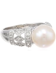 Sterling-Silver Diamond and Freshwater Cultured Pearl Ring (0.1 cttw, G-H Color, I3 Clarity)