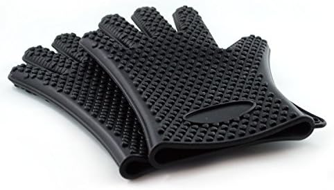 Heat Resistant Silicone Barbecue and Cooking Gloves - Perfect Gloves for the BBQ, Grill, Baking, Skillet, Fire Pits, More Hot Surfaces. Professional / Commercial Quality Silicone Cooking or Oven Mitt. Waterproof Pot Holder / Cooking Glove by CoolGrips