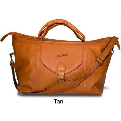 NHL Calgary Flames Pangea Tan Leather Top Zip Travel Bag