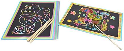 Scratch Art Paper Rainbow Colour, Multi-colour 10-Sheets Develop Manipulative Ability