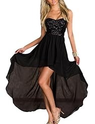 Sweetheart Mesh Sequined Asymmetric Lace-Up Floor Length Polyester/Spandex Party Dress 