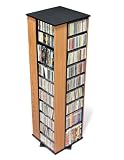 Prepac Large 4-Sided CD DVD Spinning Media Storage Tower in Oak and Black
