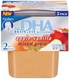Gerber 2nd Foods Apple, Vanilla with Mixed Grain with DHA, 2-Count, 3.5-Ounce Tubs (Pack of 8)