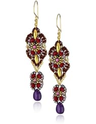 Miguel Ases Amethyst and Rubellite Quartz Swinging Station Earrings