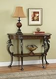 Powell Masterpiece Floral Demilune Console Table with Horse head and Hoofed-foot Cast Legs and Display Shelf