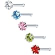 18 Gauge Stainless Steel Star CZ Nose Bone Pack