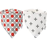 ボーイズ＆ガールズのためのスナップとバンダナよだれビブ|よだれ歯が生える赤ちゃんのためのスタイリッシュなデザイン|2パックユニセックスソフトコットンベビーギフトセット (BL004)