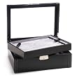 Deluxe Black Leather Cufflinks Collector's Case