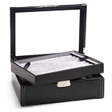 Deluxe Black Leather Cufflinks Collector's Case