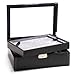 Deluxe Black Leather Cufflinks Collector's Case