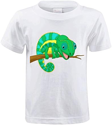 Cute Chameleon Cartoon Kids Funny T-shirt White