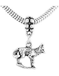 Sterling Silver Three Dimensional Fox Dangle Bead Charm