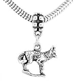 Silver Three Dimensional Fox Dangle Bead Charm