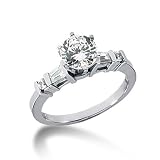 0.85 Ct Diamond Engagement Ring Baguette Channel Accent 14k White Gold