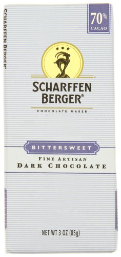 Scharffen Berger Chocolate Bar, Bittersweet Dark Chocolate, 70% Cacao, 3-Ounce Packages (Pack of 6)