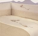 3 Piece Beige Check Cotbed Bale Set, Quilt, Bumper & Fitted Sheet