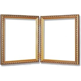 Double Picture Frame 4x6 / 4 x 6 Gold Wood with Antique Look