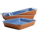 Reco International Rectangular Baking Set of 3, Terra Cotta/Blue