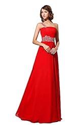 Beaded Backless One Shoulder Charmeuse/Chiffon Evening Dress 