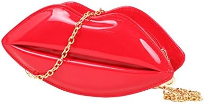 SuperMagic Womens Fashion 3D Red Lip Cross-Body Shoulder Bags Evening Clutch Purse with Chain