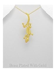 Lizard Pendant Necklace In Brass