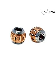 Barrel Shaped Diamond Cut Rose Stardust Bead (10 mm)- Fiora Italian Charms