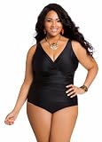 Ashley Stewart Women's Plus Size Solid Empire Swimsuit