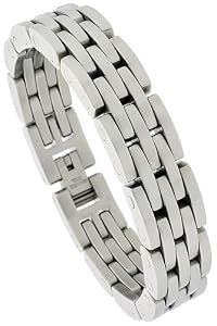 Sabrina Silver 8 12 In Gents Stainless Steel Bar Bracelet 58 In 15 Mm Wide Bss136 by Sabrina Silver